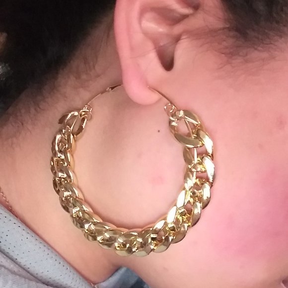 BIG Cuban Link Hoops - Picture 4 of 10